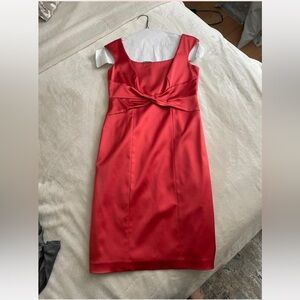 David Meister Coral Satin Midi / Cocktail Dress